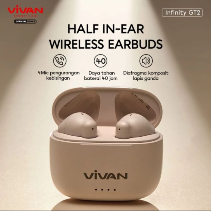 vivan infinity GT2 tws earbuds ENC bluetooth 5.3 original