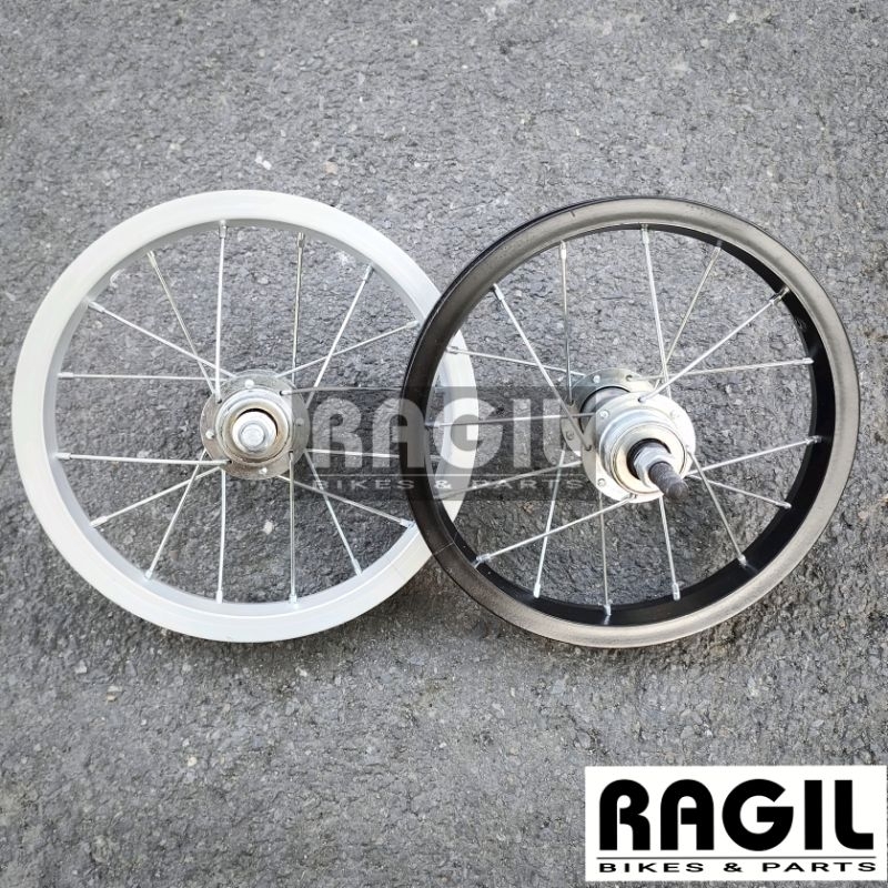 WHEELSET SEPEDA ANAK 12 INCH PUSH BIKE BALANCE HITAM SILVER RODA JADI DEPAN BELAKANG ALLOY ALUMUNIUM