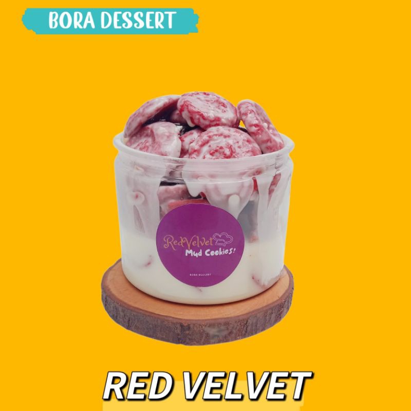 

[Full Cookies] Red Velvet Mud Cookies by Bora Dessert | Cookies siram cokelat