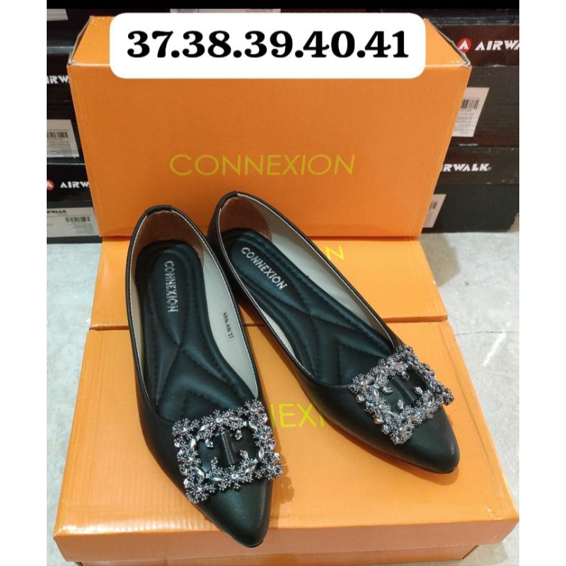 Sepatu kerja wanita Flat Shoes CONNEXION ORI BRAND MATAHARI 3 warna ( Hitam,coklat,crem)