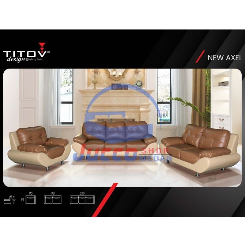 Sofa Titov New Axel - Sofa Kulit 321 Minimalis - Sofa Tamu Titov Garansi 5thn - Medan - Sofa Cantik 