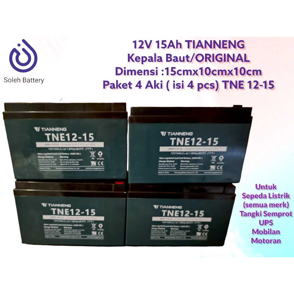 Aki Sepeda Listrik Murah paket 4 (isi 4 pcs) untuk Selis, Selis Hornet, Selis Mandalika, Selis Butte