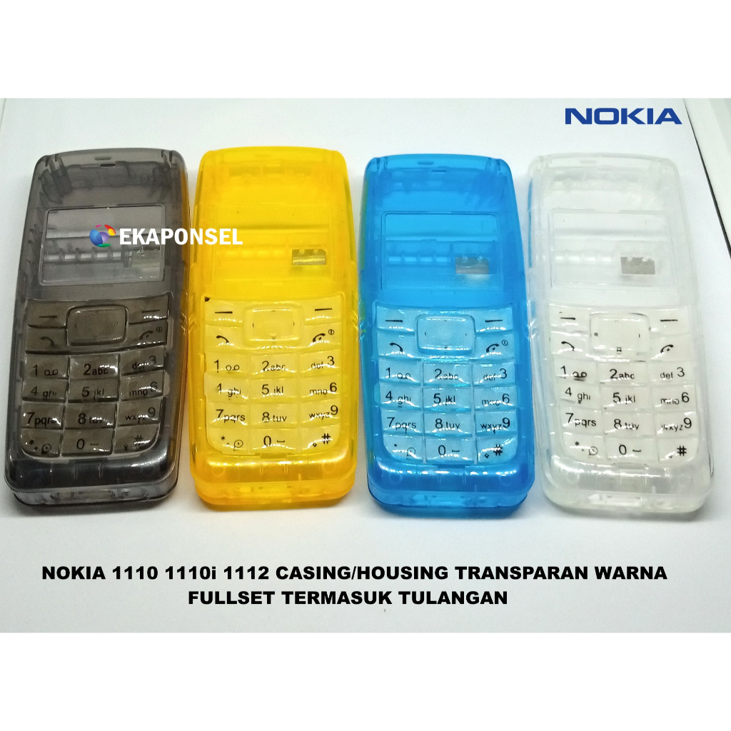 NOKIA 1110 1110i 1112 CASING / HOUSING TRANSPARAN WARNA + TULANGAN