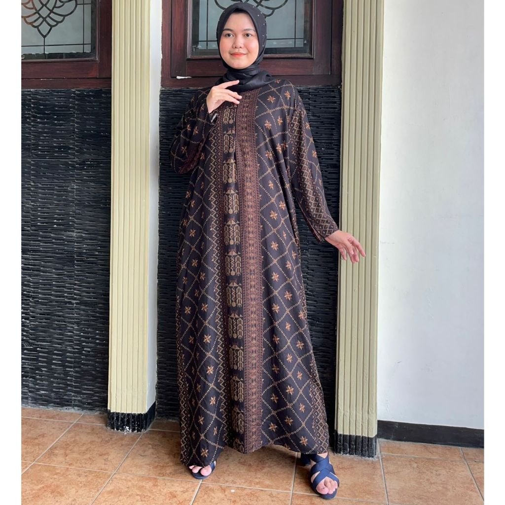 Daster Gamis Lengan Panjang Motif PB 135cm Rayon Premium Jumbo Semata Kaki