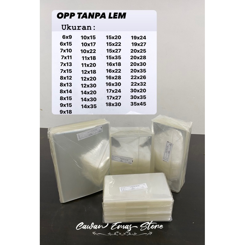 plastik opp tanpa lem / plastik opp tanpa rekat/ plastik kaca/ plastik packing / tebal 40 mikron / p