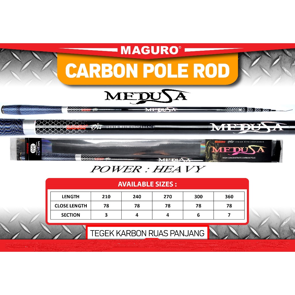 Joran Tegek Pancing MAGURO MEDUSA | Carbon Pole MAGURO MEDUSA