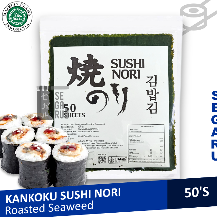 

COD✔️ Kankoku Sushi Nori 50 Lembar | Sushi Gimbap Roasted Rumput Laut Halal