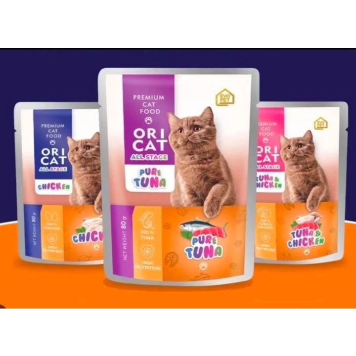 oricat ORI CAT POUCH saset sachet 80Gr cat food makanan basah kucing Sachet saset ECER wet cat food satuan murah