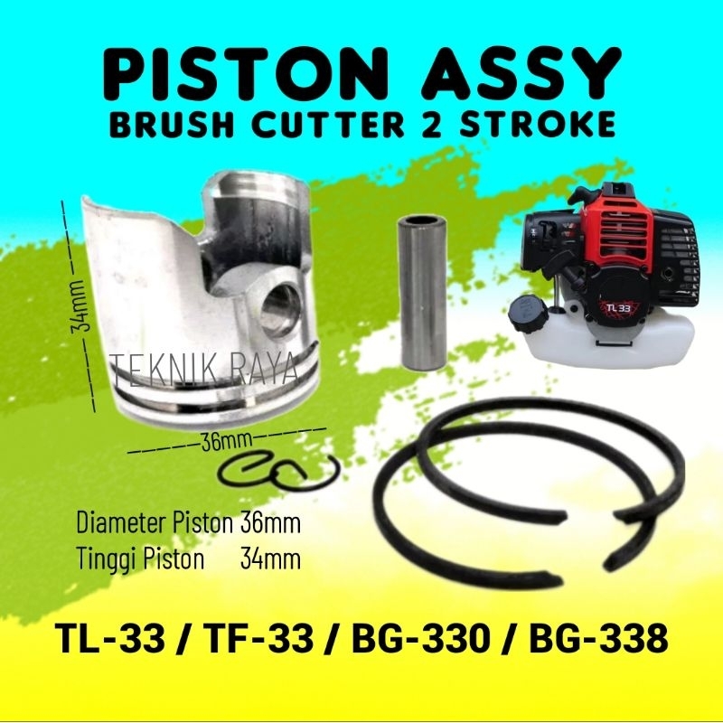 Piston kit assy BG 330/BG 338/TL33 ring per seher komplit mesin potong rumput BG330 BG338 TL33 2 tak