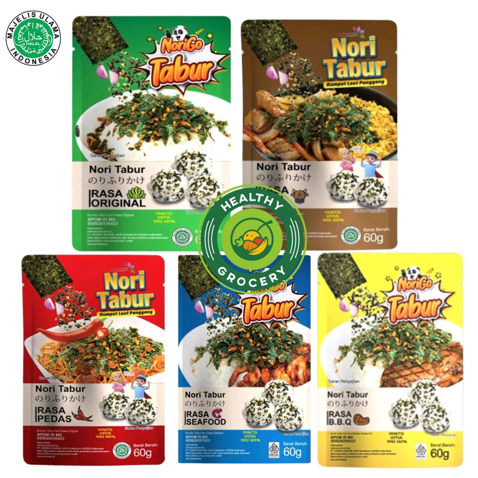 

STAR Norigo Tabur Nori Tabur Rasa BBQ / Original / Pedas / Sapi / Seafood 60gr JAVA SUPER FOOD RUMPUT LAUT TABUR