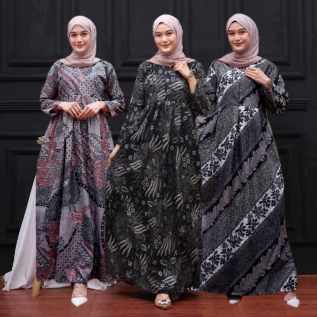 PROMO CUMA HARI INI SAJA-BAJU GAMIS BATIK WANITA MODERN TERBARU KEKINIAN - GAMIS BATIK JUMBO - MS GA