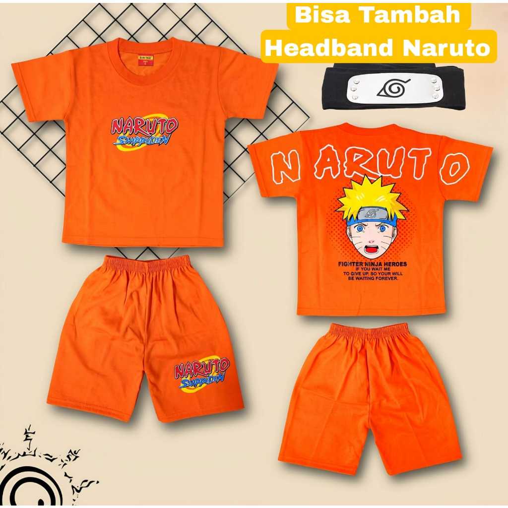 SETELAN BAJU ANAK NARUTO FREE HANDBAND IKAT KEPALA NARUTO FREE