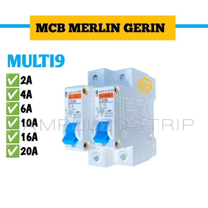 MCB BIRU MULTI 9 MERLIN GERIN 2 4 6 10 AMPERE A PLN SPLN 2A 4A 6A 10A 16A 20A