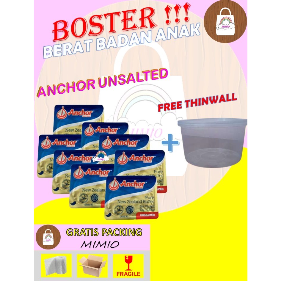 

ANCHOR VITALITE CANOLA ELLE VIRE UNSALTED / SALTED BUTTER MPASI 7 GRAM x 10 pcs KEMASAN BARU mimio razqa baby mpasi