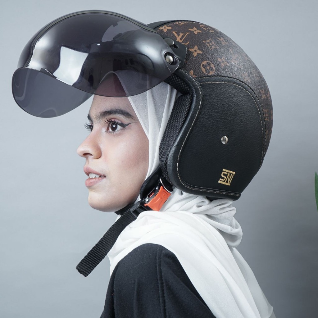 BISA COD Helm kulit motif LV Helm LV Bogo wanita murah aesthetic Bogo Kulit LV Motif LV wanita best 