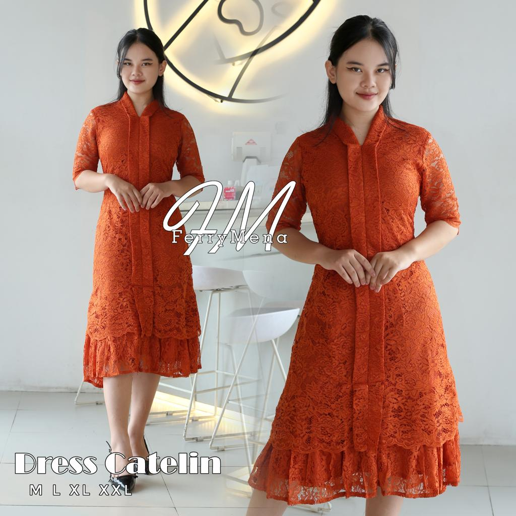 Dress Nathali Anya Wanita Kekinian 2023 Brukat Korea Tile XXXL Bigsize Jumbo Brukat Tile Bordir Glit