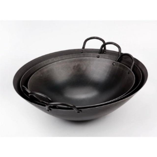 CARBON STEEL WOK WAJAN BAJA HITAM 70cm SUPER JUMBO SANGAT TEBAL