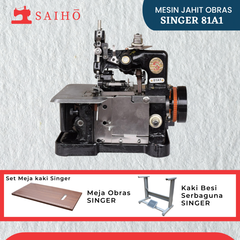 Mesin Obras SINGER 81a1 FULLSET (dengan kaki meja)