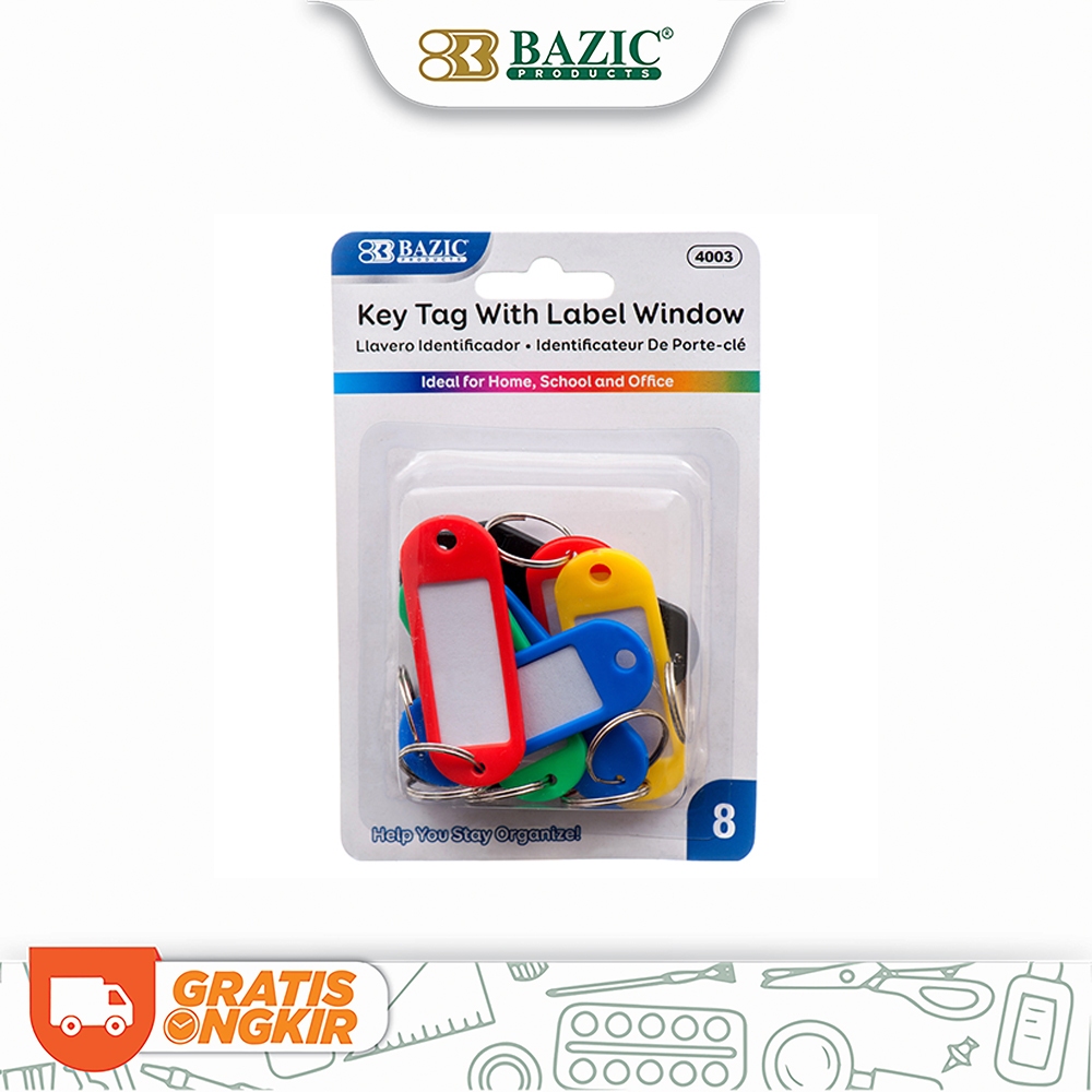 Bazic Key Tag with Label Window - Gantungan Kunci Isi 8