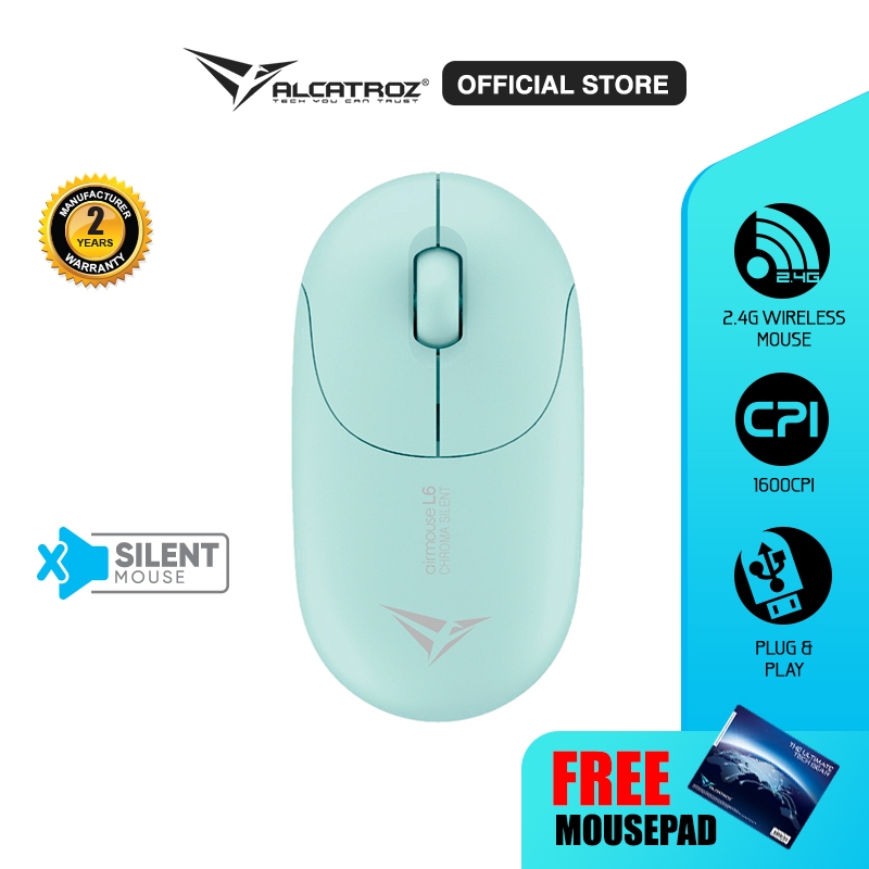 Mouse Wireless Alcatroz Airmouse L6 Chroma Silent Rechargeable With 1600 CPI | Garansi Resmi 2 Tahun
