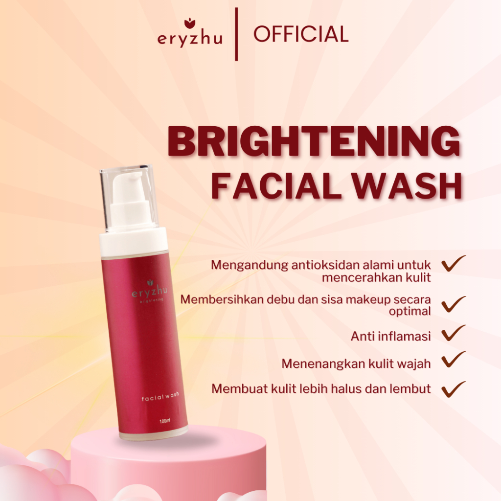 Facial Wash Brightening ERYZHU 100ml Cleansing Gel | Sabun Pembersih Wajah Pencerah | Membersihkan K