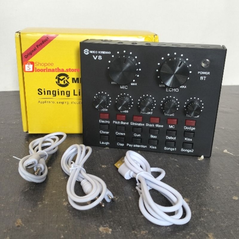 Soundcard V8 Bluetooth Audio USB External Soundcard Live Broadcast Mic - V8S