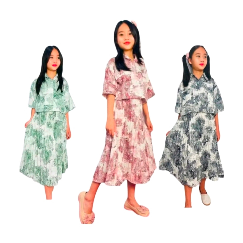 Stelan Rok Anak // Setelan Crop Fuji Anak Perempuan Terbaru // One Set Plisket Rok Anak // Setelan F