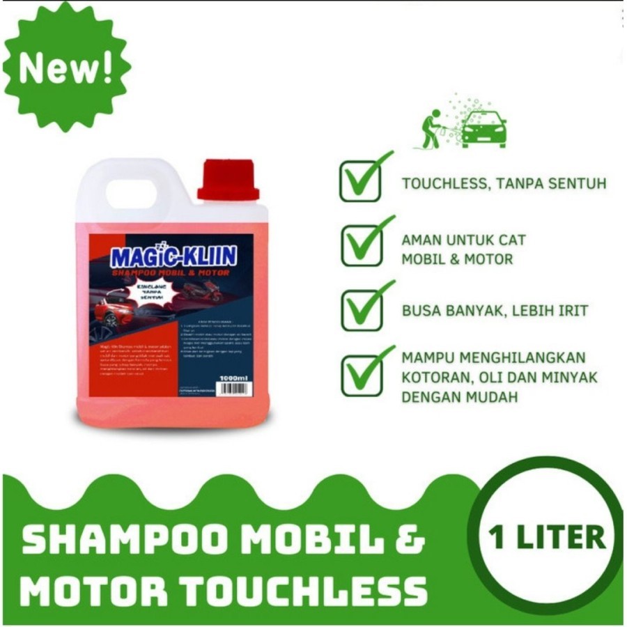 MAGIC KLIN 1L Cairan Shampoo Pembersih Cuci Mobil Dan Sepeda Motor Tanpa Sentuh Wash And Wax Detaili