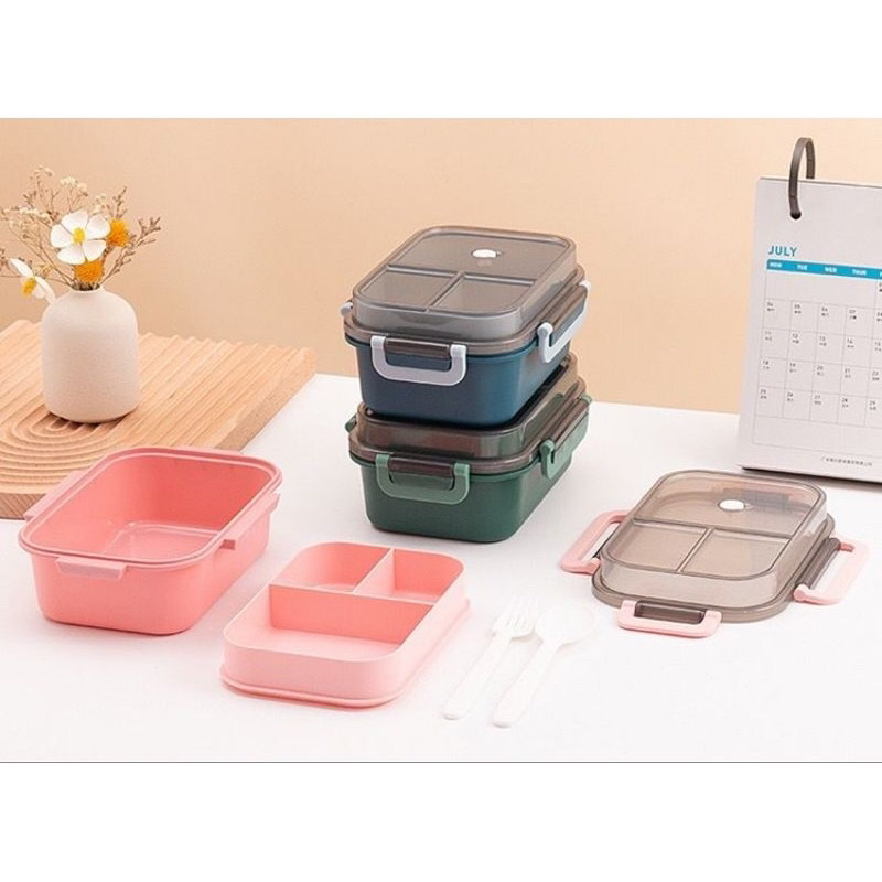 YS - 6013 Kotak makan 2 tingkat 3 sekat / lunchbox set 2 susun / bekal makan tingkat