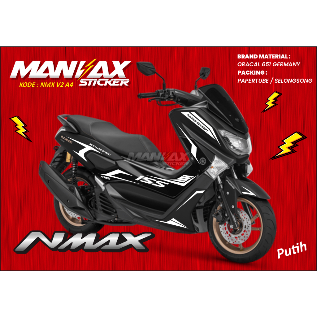 Sticker Cutting Nmax Putih - Sticker Cutting NMAX 155 Putih - Kode NMX-V2