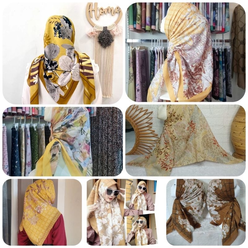 NUANSA KUNING hijab segiempat denay voal motif semarang