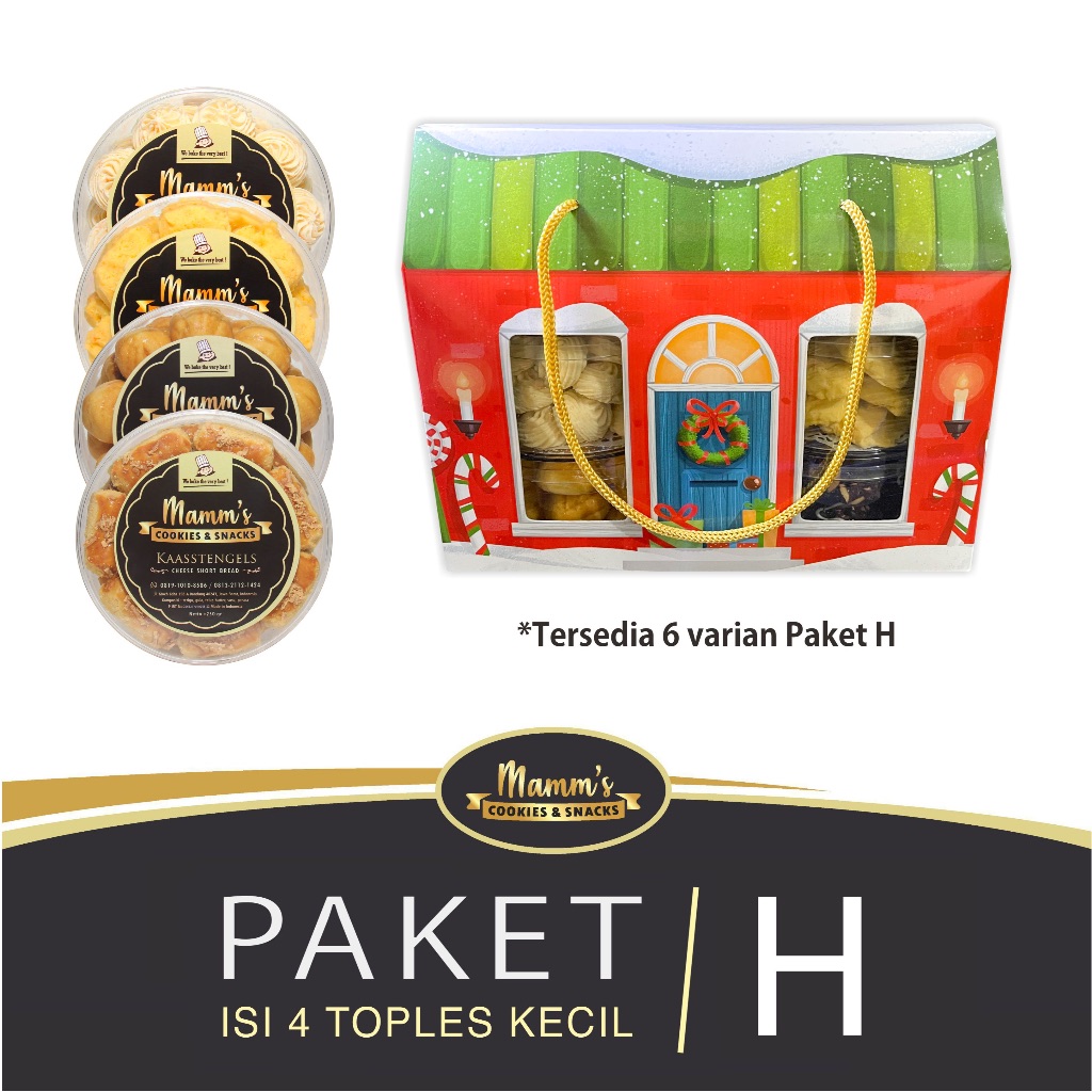 

Paket H Hampers Natal 4 Toples KECIL 250gr Parcel Kue Kering Kuker Parsel Bingkisan Christmas Kukis