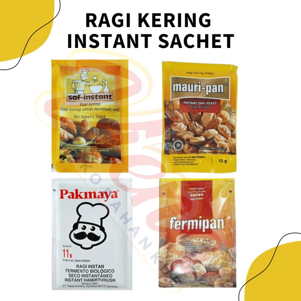 

Ragi Kering Instant Sachet 11gr / 12gr / Mauripan / Saf Instant / Pakmaya / Fermipan