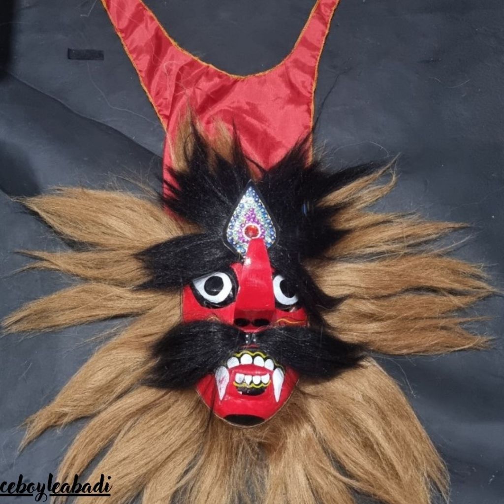 ☄️NEW✨ Topeng Bujang Ganong Topeng GANONGAN Anak Ponorogo Topeng Bujang Ganong Ganongan Bulu sinteti