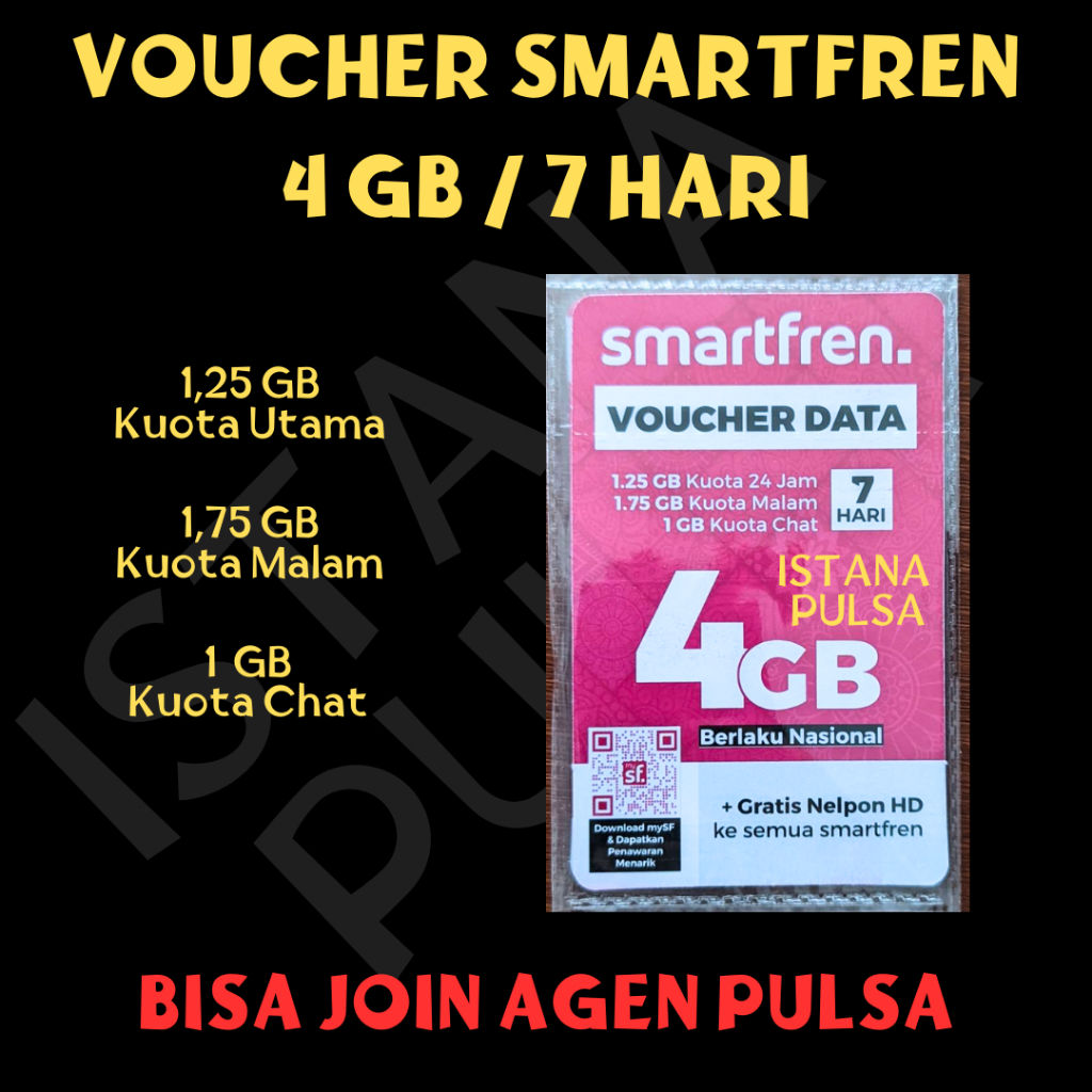 VOUCHER SMARTFREN 4 GB / 7 HARI [BISA JOIN AGEN PULSA]