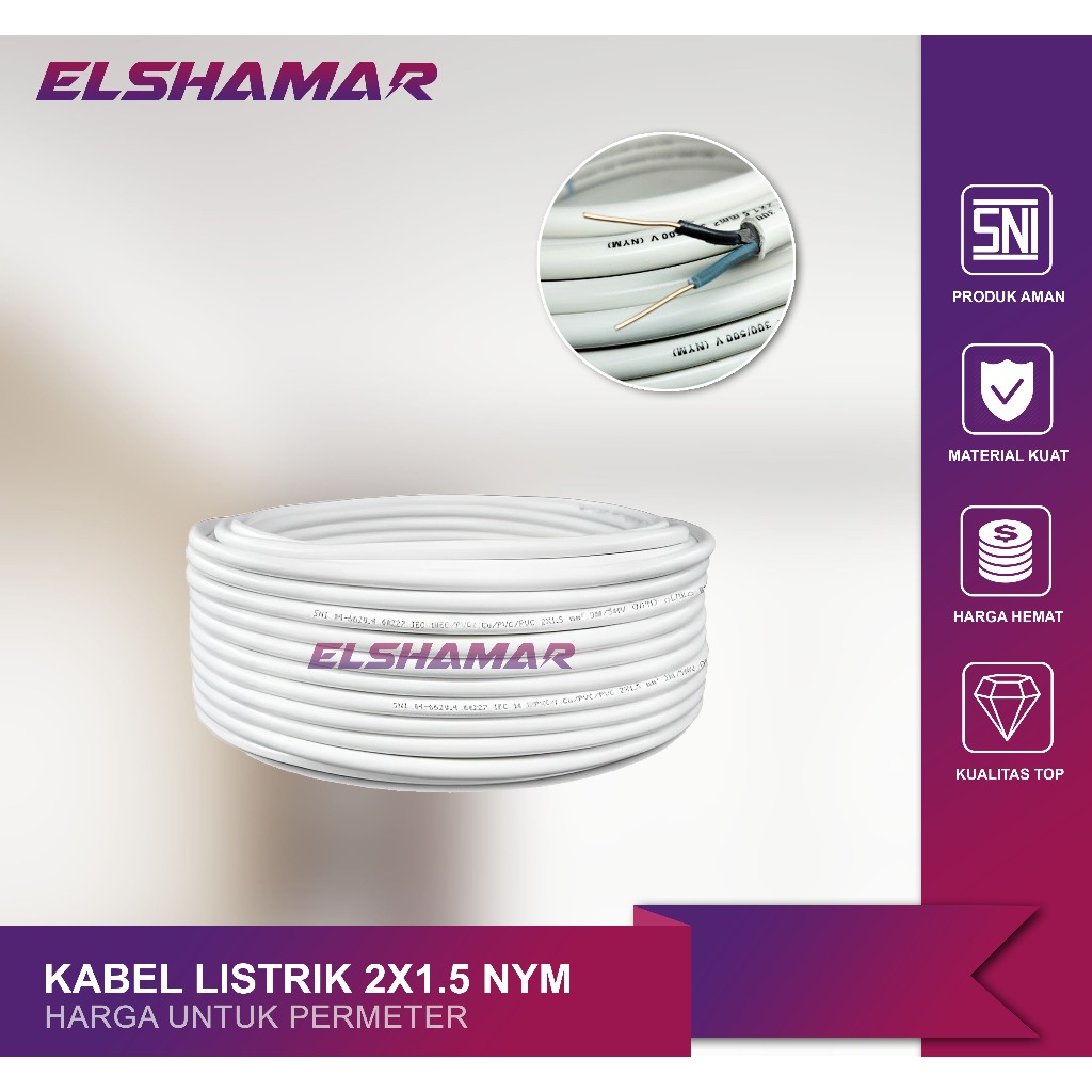 Kabel Listrik 2x1.5 NYM Meteran Permeter SNI