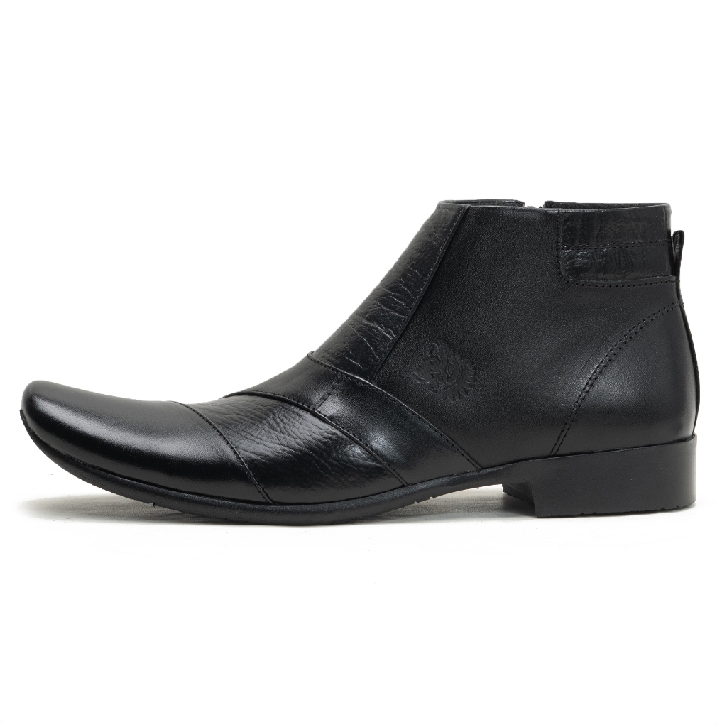 PREMIUM Sepatu Boot Formal Pria Kulit Asli Warna Hitam 0322HT Kulit Asli Zipper