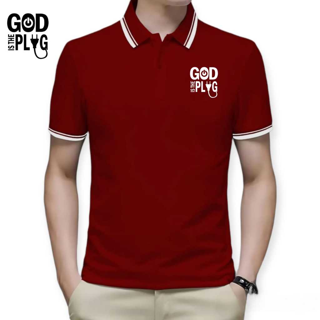 SN STORE - kaos polo shirt GOD IS THE PLUG salib alkitab jesus wangki kaos kerah rohani kristen kato