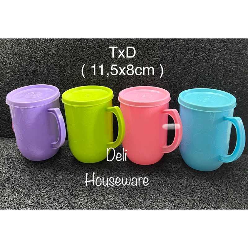 Cangkir Minum Plastik+Tutup Warna/ Gelas Air Tutup Plastik