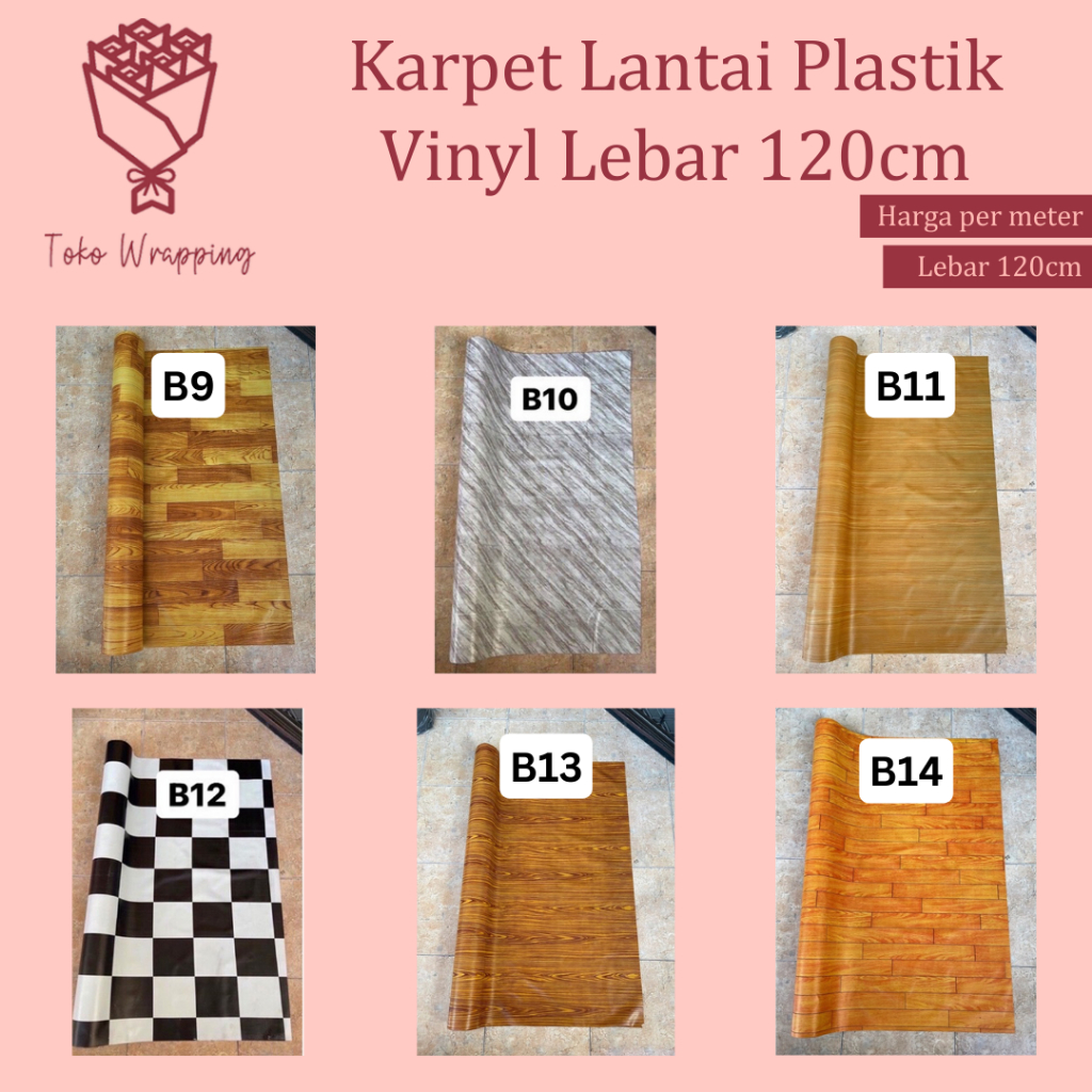 KARPET LANTAI PLASTIK VINYL METERAN Multifungsi untuk PERLAK MEJA Lebar 120 cm