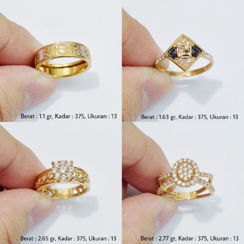 Cincin Emas Ukuran Ring Size 13 Kadar 375 (8K) - E6