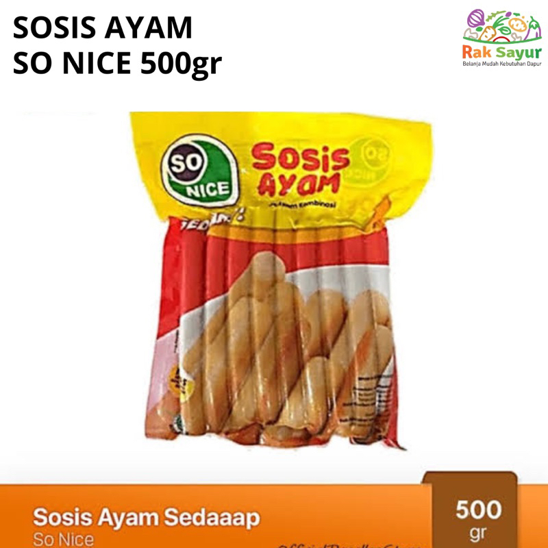

Sosis Ayam So Nice 500gr Frozen Food Rak Sayur Padang