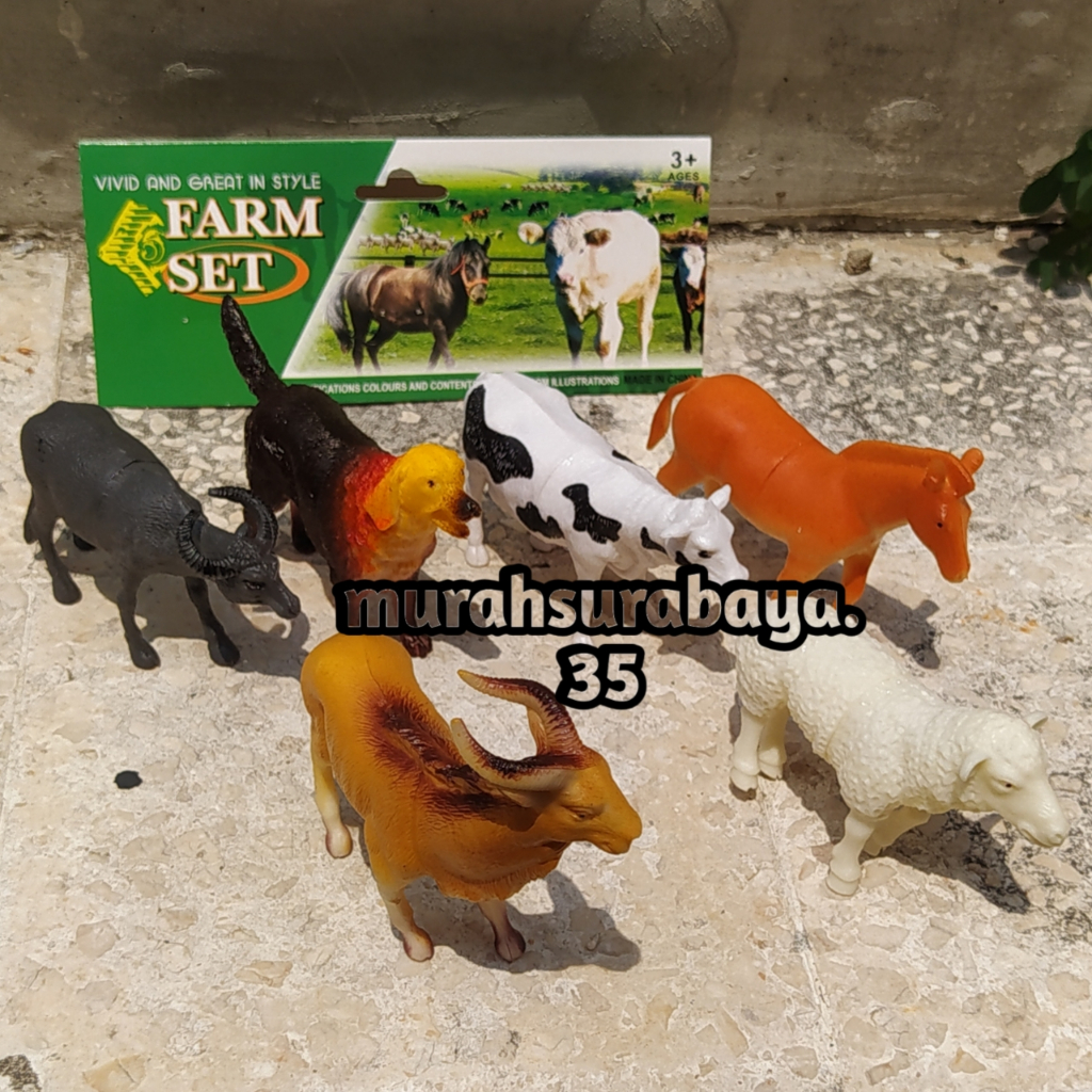 Mainan Hewan Karet Animal Farm Set 720F Mainan Miniatur Hewan Set Isi 6 Pcs Mainan Hewan Peliharaan 
