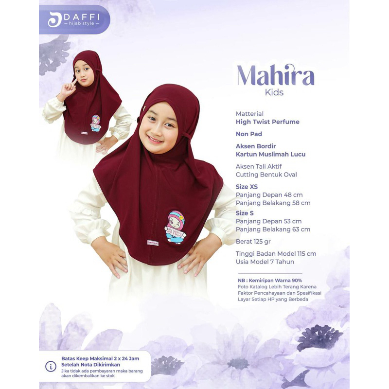 [ORIGINAL DAFFI] ~ BERGO MAHIRA XS / MAHIRA SCHOOL / HIJAB SERAGAM SEKOLAH TK SD / BERGO ANAK 3 - 6 