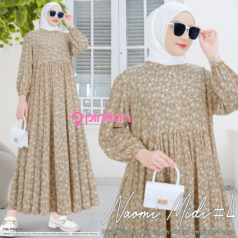 NAOMI #4 #3 #2 MIDI DRESS GAMIS RAYON VISCOSE ZIPPER BUSUI FRIENDLY LD 110 PJ 120 - MIDI RAYON VISCO