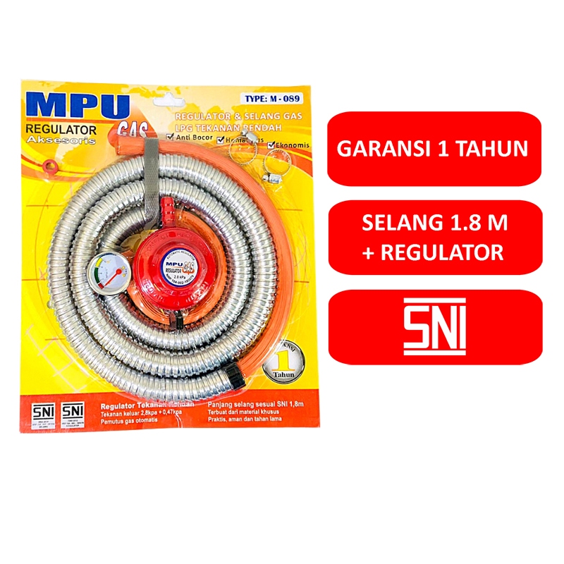 KOMPLIT SIAP PAKAI DAN ONGKIR TERMURAH MPU Premium Set Regulator dan Selang SNI RESMI untuk Tabung G