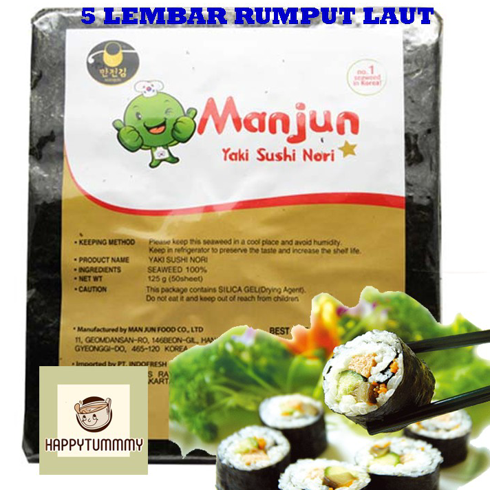 

THJD3687 【FSASH SALE】 HPT - Manjun Nori 5 Lembar HALAL Seaweed Rumput Laut Sushi Gimbap Korean Yaki Sushi Nori