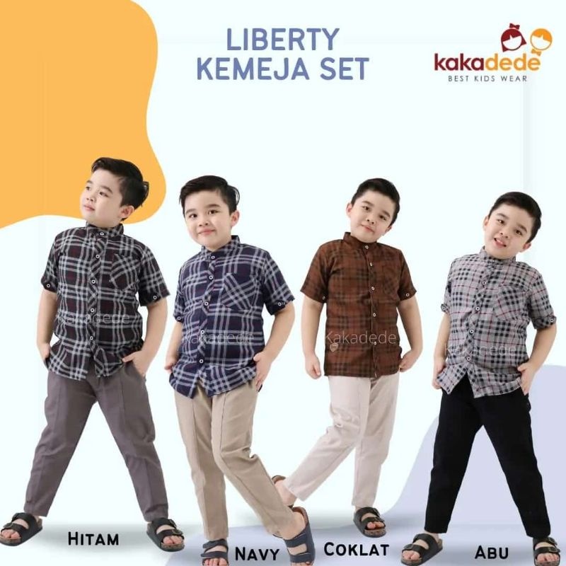 Laisha Kids - Setelan Pakaian Anak Laki laki Kemeja Flanel Lengan Pendek LIBERTY EMILIO Kakadede