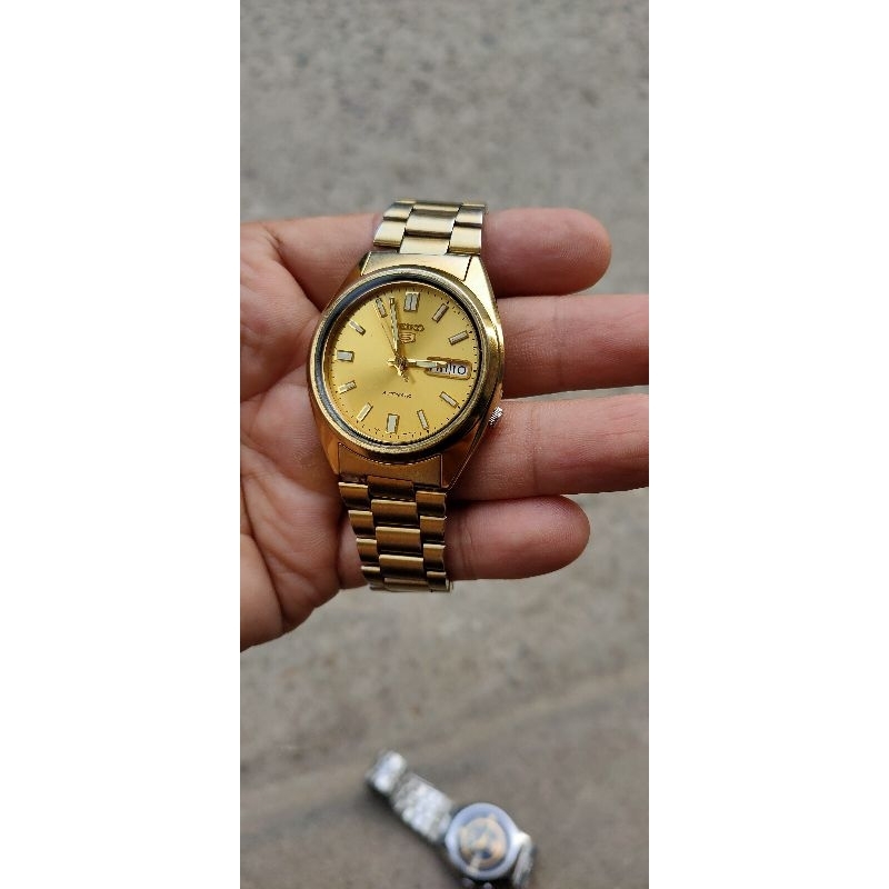 jam tangan seiko 5 automatic 7s26 gold siap pakai klasik vintage
