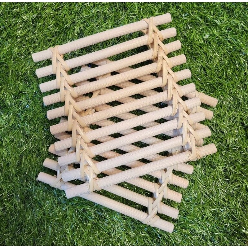 placemat tray rotan size 16x16/tatakan rotan/alas makan/dekorasi meja makan